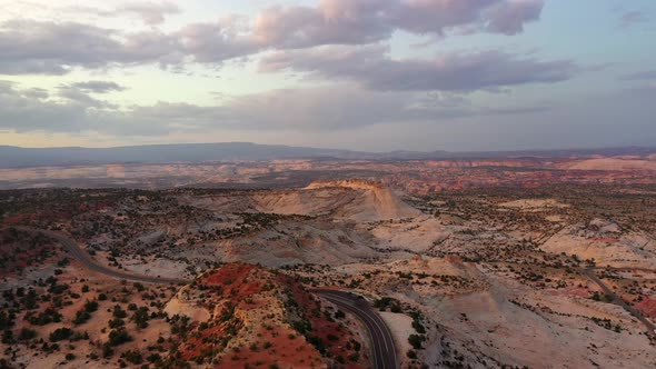 Panoramic View Over Landscape In Escalante, Utah - aerial drone shot