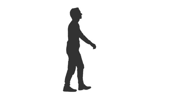 Silhouette of Adult Man Walking on Street alt