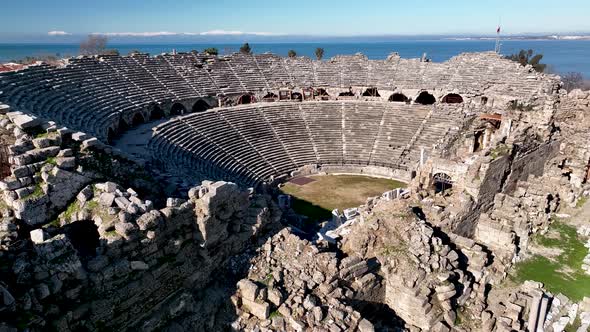 Aerial Footage of the Antique Theater 4 K .