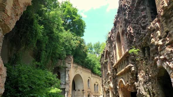 Drone Footage of Tarakaniv Fort Fortress Ruins Ukraine