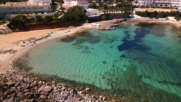 Calo de s'Alga beach in Ibiza, Spain