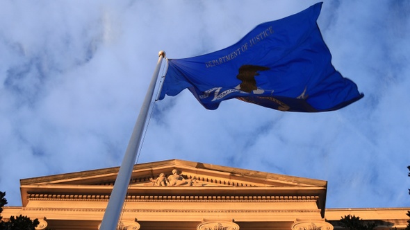 U.S. Department of Justice Flag - Robert F. Kennedy Building Pediment - Washington, D.C.