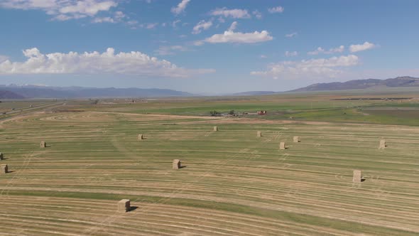 Aerial Footage of a Hay Field.