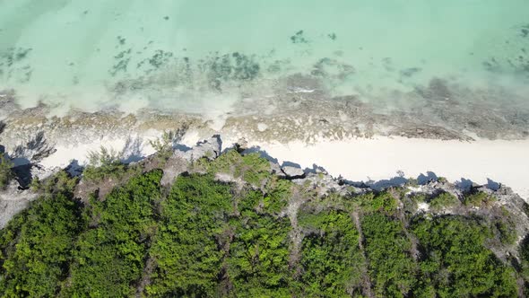 View From a Height of the Indian Ocean Near the Coast of Zanzibar Tanzania