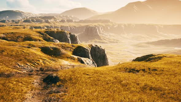 Mountain Scenery with Dry Grass in Afghanistan