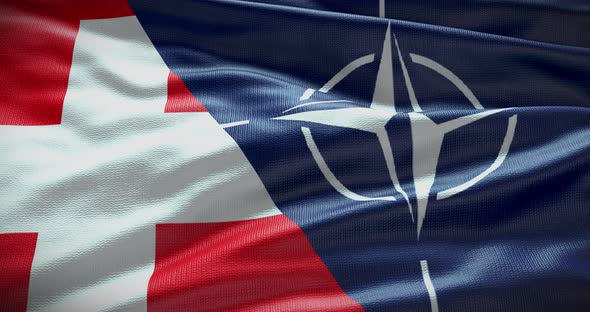 Switzerland and NATO waving flag animation