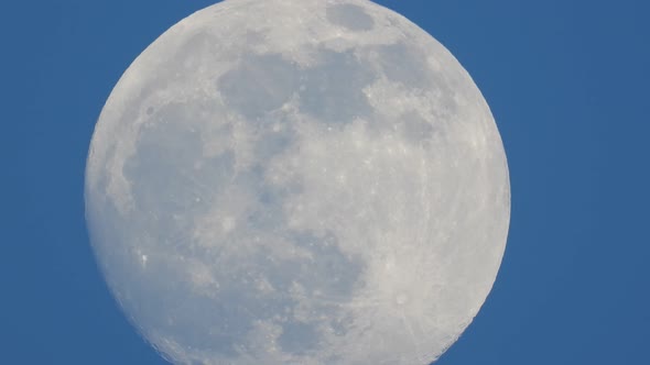 Tycho crater is visible on the Near side of the illuminated full moon surface