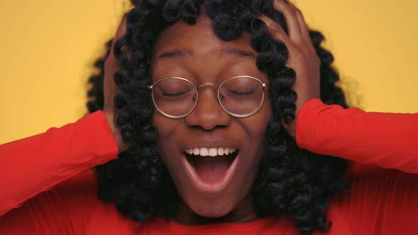 Excited African Woman Screaming From Joy