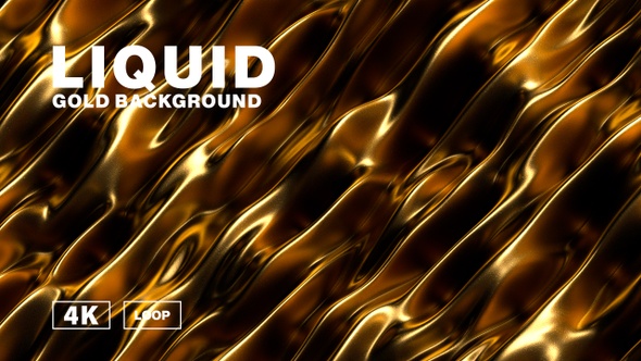 Liquid gold background with waves and ripples