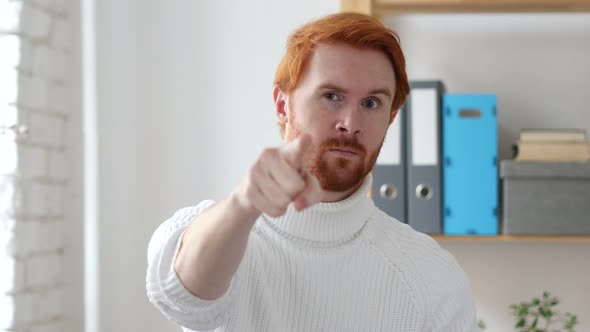 Pointing at Camera, Gesture by Man with Red Hairs