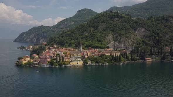 LAKE COMO, ITALY from the drone and the Italian Alps in background