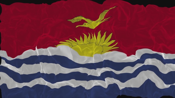 flag Kiribati turns into smoke. State weakening concept, alpha channel.