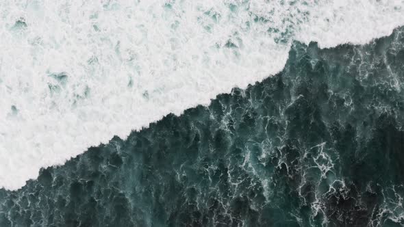 Beautiful Texture of Big Power Ocean Waves with White Wash