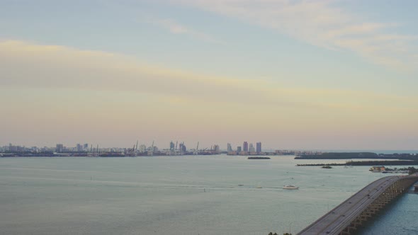 Aerial view of Biscayne Bay in Miami