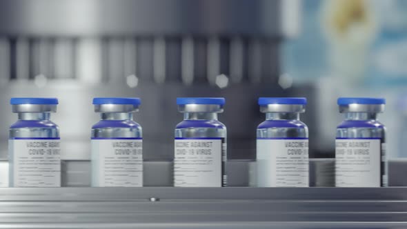 Vaccine packaging line bottle  SARS-COV-2 COVID-19 Coronavirus Vaccine Mass Production in Laboratory alt
