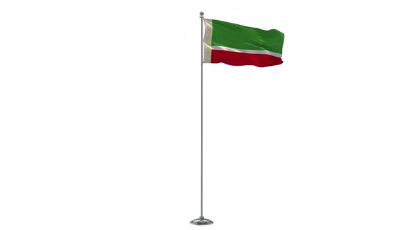 Chechen Republic 3D Illustration Of The Waving flag On Long  Pole With Alpha