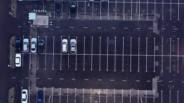 Top View on Mall Parking with Cars