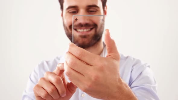 Man pretending to use mobile phone