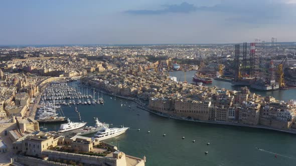 Aerial view of the city Valletta in Malta