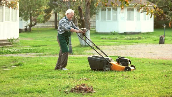 Old Man with Lawn Mower.