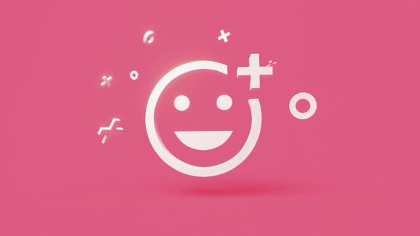 Smile 3d Icon on a Simple Pink Background  Seamless Animation Loop