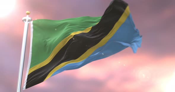 Flag of Tanzania at Sunset