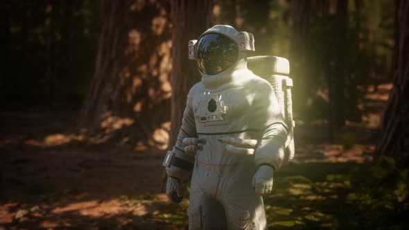 Lonely Astronaut in Dark Forest