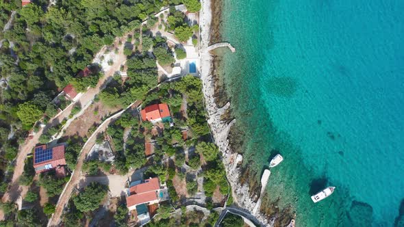 Aerial View Drone Footage of the Blue Lagoon in the Adriatic Sea, Croatia