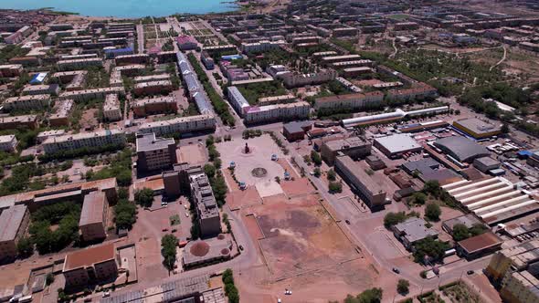 Drone View of the Small Town of Balkhash