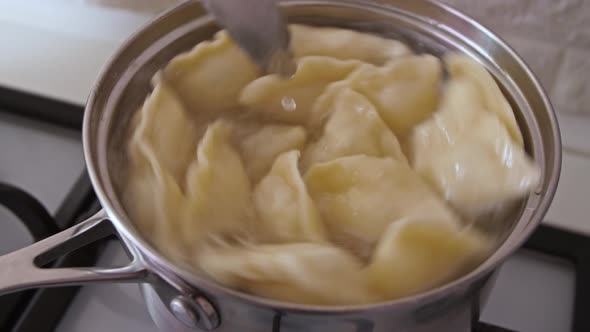 Dumplings Cooking in a Saucepan