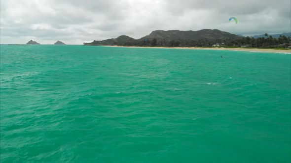 Aerial of Kite Boarder in Kailua Bay