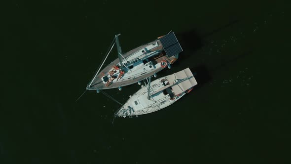 Yacht, Top View Slow