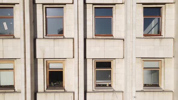 Many Windows of a Building Built in the Style of the Former USSR