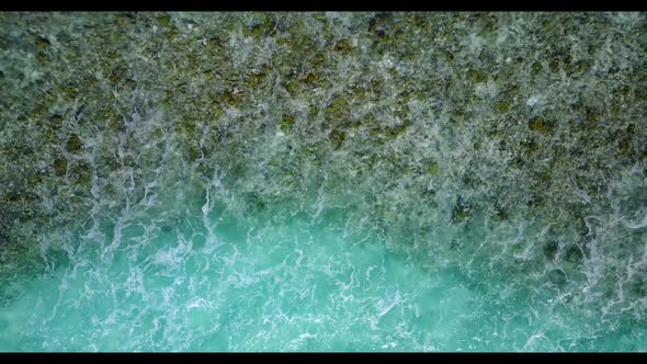 Aerial sky of idyllic sea view beach time by transparent water with white sandy background of a dayo