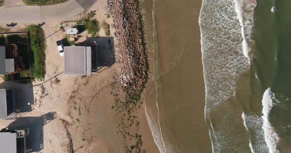 Birdseye view of homes on Lake Jackson beach off the Gulf of Mexico in Texas