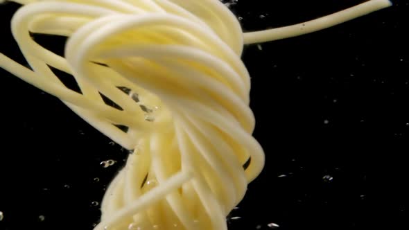 Pasta spinning in the boiling water