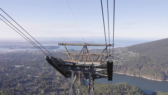 Grouse Mountain Gondola Tower with City in Background