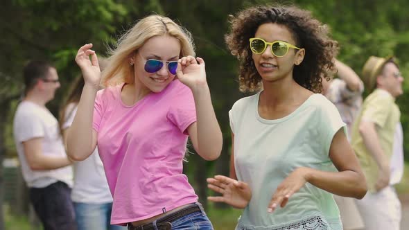 Young Attractive People Dancing Outdoors, Celebrating Life, Party Atmosphere