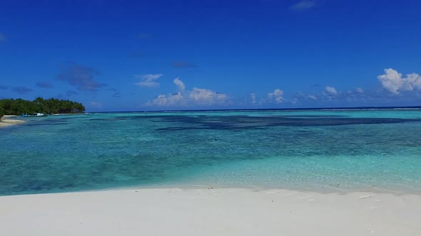 Romantic nature of exotic coastline beach by blue sea with sand background near reef