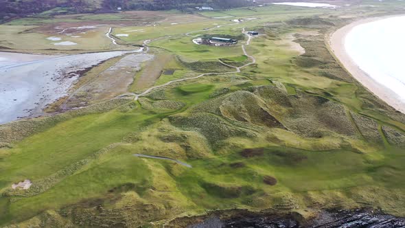 Aerial View Carrickfad with Cashelgolan Beach and the Awarded Narin Beach By Portnoo County Donegal