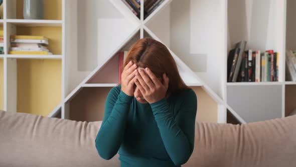 Depressed Anxious Worried Young Woman Feeling Bad Hurt Upset