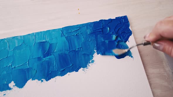 Spatula Painting Female Artist Process View alt