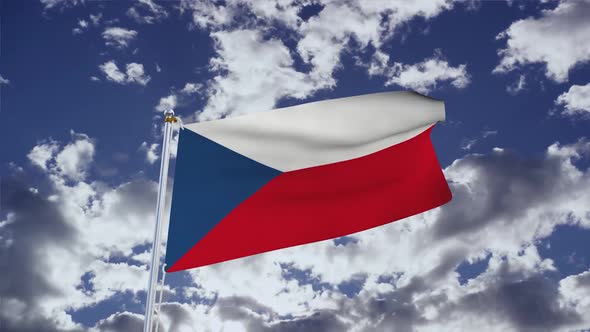 Czechia Flag With Sky