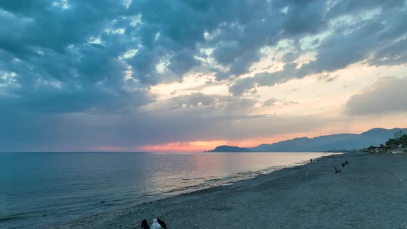 Background Textured Sea Sunset aerial view 4 K