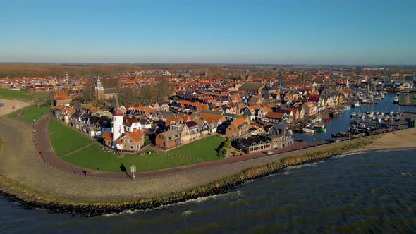 Urk Flevoland Netherlands a Sunny Spring Day at the Old Village of Urk with Fishing Boats at the