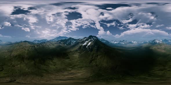 VR360 Green Hills and Snowy Peaks