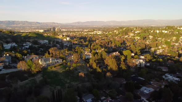 Daytime Aerial Skyline View of the Woodland Hills Area of Los Angeles California USA