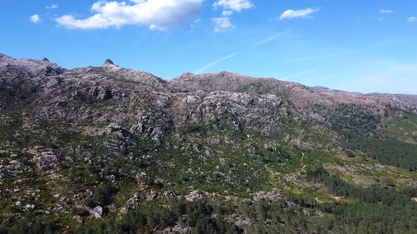 Aerial view of rocky mountains in Europe Portugal Peneda Geres National Park