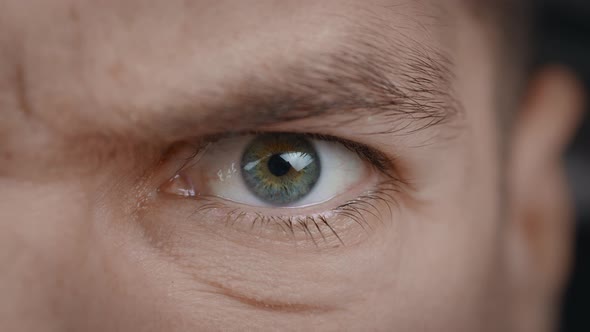 Closeup Portrait of Angry Man's Eye