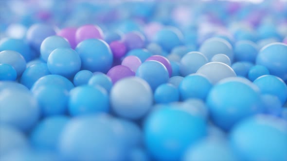 Blue Colorful Glowing Balls Flowing Backdrop